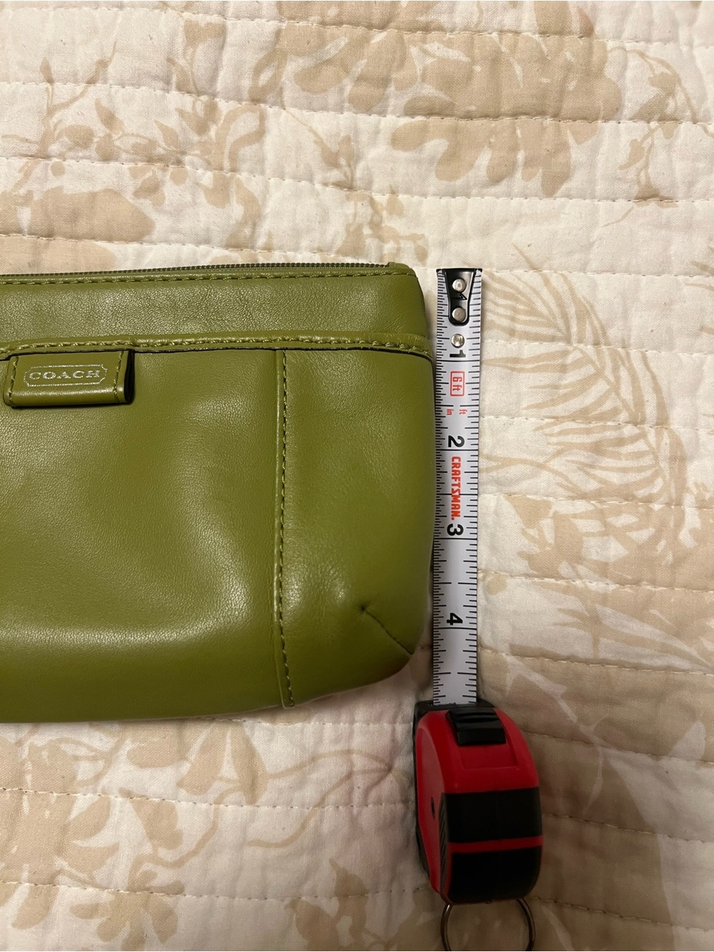 COACH Olive Green Leather Wristlet Clutch - Picture 6 of 7